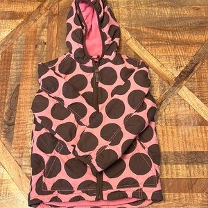 Mini Boden coat jacket polka dot pink 5 6